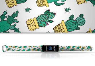 Náhradní náramek Mi band 3/4/5/6/7 Kaktus,Bílá,Xiaomi Mi band 5/6