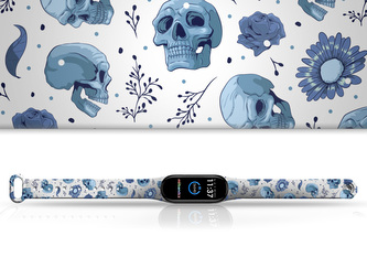Náhradní náramek Mi band 3/4/5/6/7 Modré lebky,Bílá,Xiaomi Mi band 5/6 Náhradní náramek Mi band 3/4/5/6/7 Modré lebky,Bílá,Xiaomi Mi band 5/6
