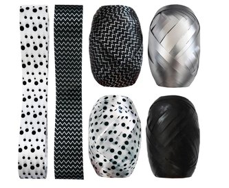 Zestaw wstążek biało-czarne 8szt