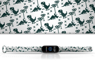 Náhradní náramek Mi band 3/4/5/6/7 Dinosaurus z pixelů,Vícebarevná,Xiaomi Mi band 3/4