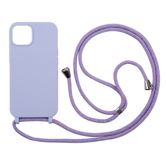 Silikonový kryt se šňůrkou pro iPhone 16,levandulová