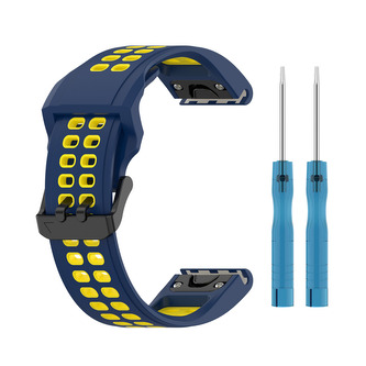 QuickFit perforovaný řemínek s přezkou 26mm,Tmavěmodro-žlutý