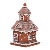 Domeček perníkový - polyresin, LED osvětl., hnědý