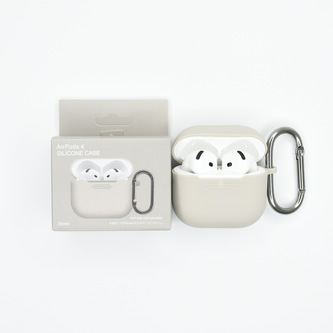 Jednobarevný obal s karabinou pro AirPods 4,Stone