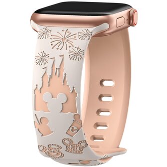 Řemínek gravírovaný myšák pro Apple Watch 42/44/45/46/49mm,béžová