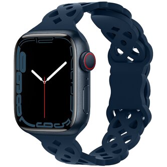 Silikonový úzký perforovaný řemínek pro Apple Watch 42/44/45/46/49mm,Modrý
