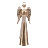 Anděl kovový - 70 cm, se srdcem v rukou, zlatý