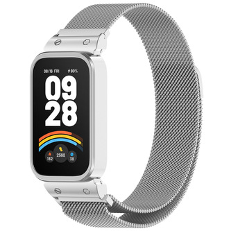 Milánský tah magnetický řemínek pro Mi band 9 Active / Redmi Band 3,Stříbrný