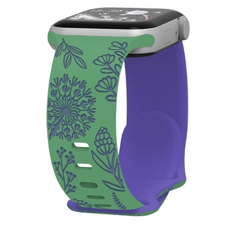 Řemínek gravírované pampelišky pro Apple Watch 38/40/41/42(S10)mm,Zeleno-fialová Řemínek gravírované pampelišky pro Apple Watch 38/40/41/42(S10)mm,Zeleno-fialová