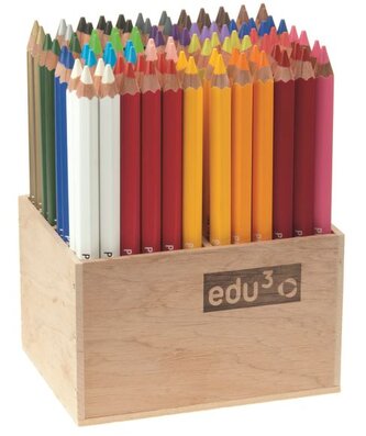 EDU3 Prémiové Jumbo šestihranné pastelky H96, tuha 6,25 mm, 22 barev ve stojanu ze dřeva