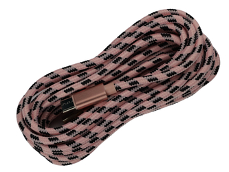 Pletený kabel USB na USB-C 3m,Růžovo-černý