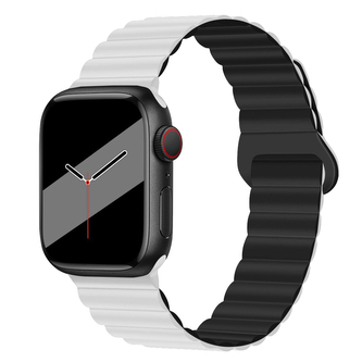 Silikonový magnetický řemínek pro Apple Watch 42/44/45/46/49mm,Bílo-černá