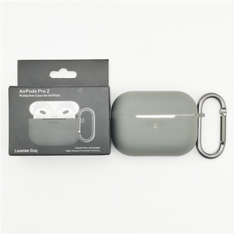 Jednobarevný obal s karabinou pro AirPods PRO / 2 PRO,Lavender Grey