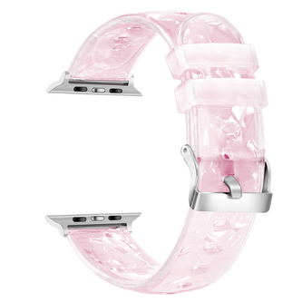 Průhledný diamantový řemínek pro Apple Watch 42/44/45/46/49mm,Růžová