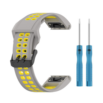 QuickFit perforovaný řemínek s přezkou 26mm,Šedo-Žlutý