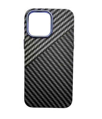 Vzorovaný carbonový kryt pro iPhone 14 PRO MAX,Šedý s modrým okrajem