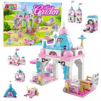 Klocki konstrukcyjne 6w1 budynek różowy 131el