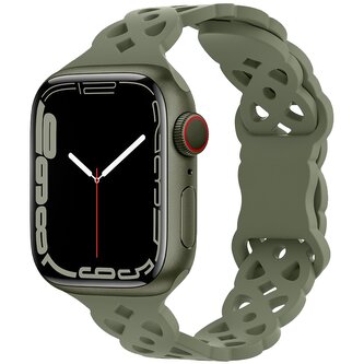 Silikonový úzký perforovaný řemínek pro Apple Watch 42/44/45/46/49mm,Khaki Silikonový úzký perforovaný řemínek pro Apple Watch 42/44/45/46/49mm,Khaki