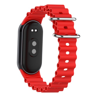 Vroubkovaný náramek s přezkou Mi band 8/9/10,Červená,Xiaomi Mi Band 8/9/10