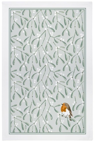 Kuchyňská utěrka Mistletoe & Robin Green