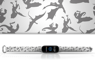 Náhradní náramek Mi band 3/4/5/6/7 Draci,Bílá,Xiaomi Mi band 5/6