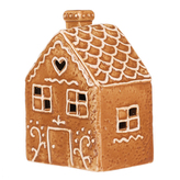 Domeček perníkový - keramika, LED osvětlení, hnědý