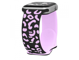 Gravírované zvířecí vzory řemínek pro Apple Watch 42/44/45/46/49mm,Černo-Fialová