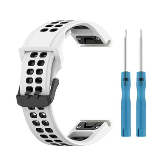 QuickFit perforovaný řemínek s přezkou 22mm,Bílo-Černý