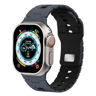 Perforovaný dvojbarevný řemínek pro Apple Watch 38/40/41/42(S10)mm,Tmavěmodro-černý