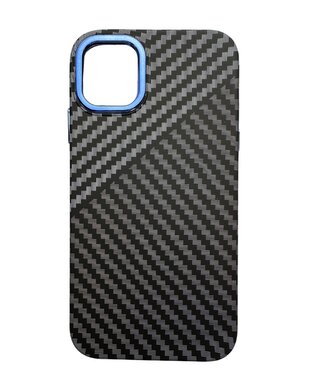 Vzorovaný carbonový kryt pro iPhone 13,Šedý s modrým okrajem