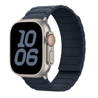 Silikonový magnetický řemínek pro Apple Watch 42/44/45/46/49mm,Tmavě modrý