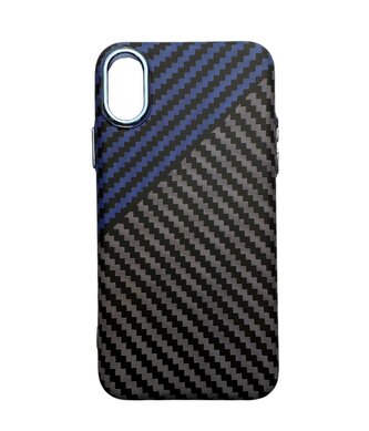 Vzorovaný carbonový kryt pro iPhone X/XS MAX,Modro-šedý