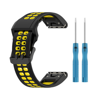 QuickFit perforovaný řemínek s přezkou 20mm,Černo-žlutý