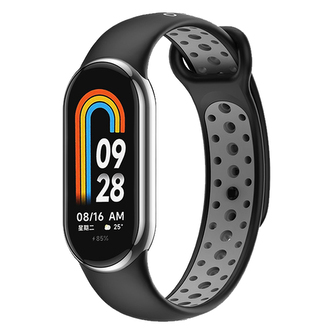 Dvojbarevný silikonový náramek Mi band 8/9/10,Černo-Šedá,Xiaomi Mi Band 8/9/10