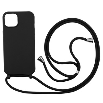 Silikonový kryt se šňůrkou pro iPhone 16,Černá