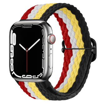 Pletený řemínek se sponou pro Apple Watch 42/44/45/46/49mm,Červeno-žluto-černý