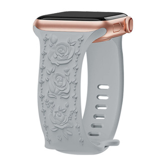 Řemínek gravírované růže pro Apple Watch 42/44/45/46/49mm,Šedá