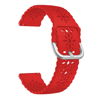 Řemínek s perforováním a přezkovým zapínáním 22mm,Červená se stříbrnou přezkou