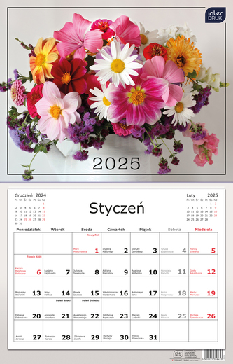 KALENDARZ JEDNODZIELNY 32X50CM KWIATY INTERDRUK FOL 1/20