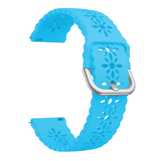 Řemínek s perforováním a přezkovým zapínáním 22mm,Luminiscenční modrá se stříbrnou přezkou