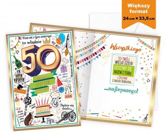 Karnet MEGA 50 Urodziny prestige P-040 (25x35,3cm)