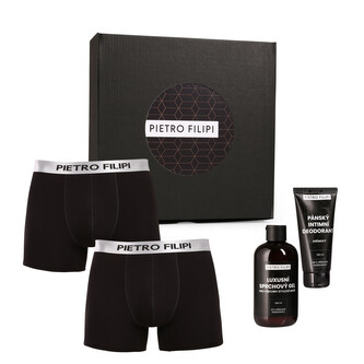 Pánská dárková sada 2PACK boxerky Metalic a kosmetika Pietro Filipi (4PBK1) XL