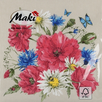 Serwetka papierowa 3warstwowa 33x33 Kwiat op20szt POL-MAK SLOG053601