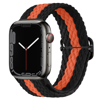 Pletený řemínek se sponou pro Apple Watch 42/44/45/46/49mm,Černo-oranžový