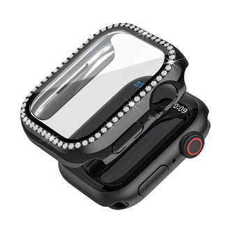 Ochranné kamínkové pouzdro se sklíčkem pro Apple Watch 44mm,Černý