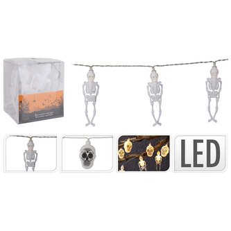 Halloweenská girlanda s 10x LED světlem, délka 135 cm (kostry nebo lebky)