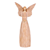 Anděl se srdcem - polyresin, imitace dřeva, sv. hnědý