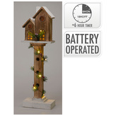 Dřevěný domek na podstavci s LED osvětlením 62 cm