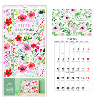 Kalendarz 220x460 motywacyjny miesiąc Kwiaty Interdruk