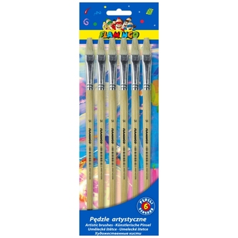 Pędzle artystyczne płaskie nr 14 6szt. FLAMINGO